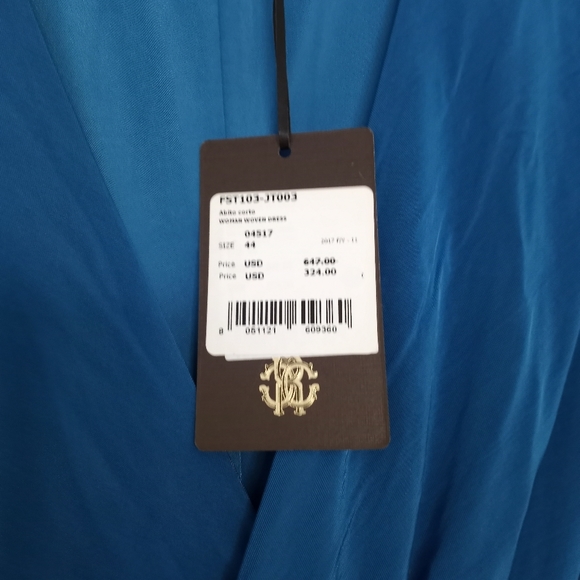 NWT Roberto Cavalli Blue Ruched Bodycon Dress - Picture 6 of 13